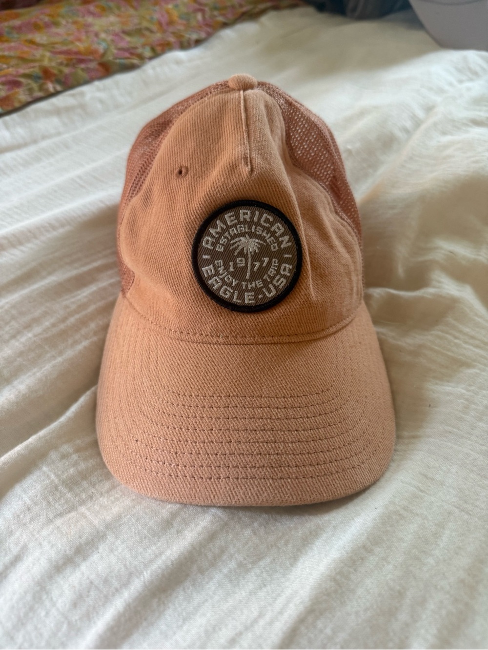 American Eagle Outfitters Peach Mesh-Back Baseball Cap